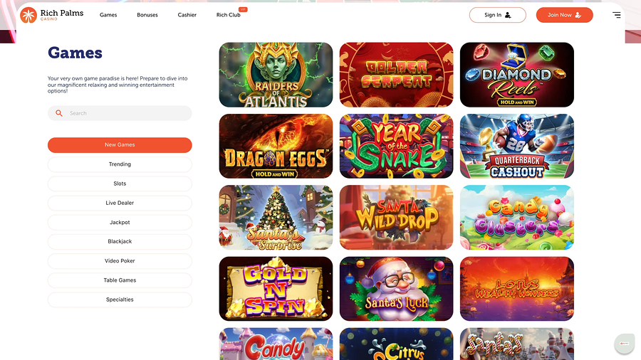 Rich Palms Casino Desktop Games