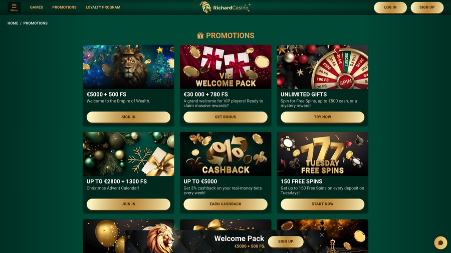 Richard Casino Desktop Promotions