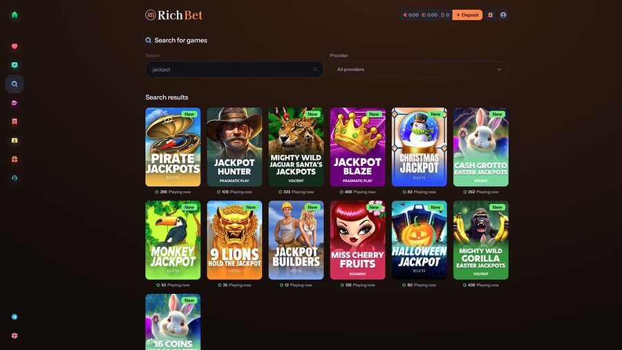Jackpot de escritorio de Richbet Casino