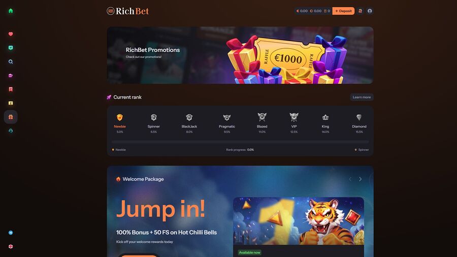 Promociones de RichBet Casino para ordenador