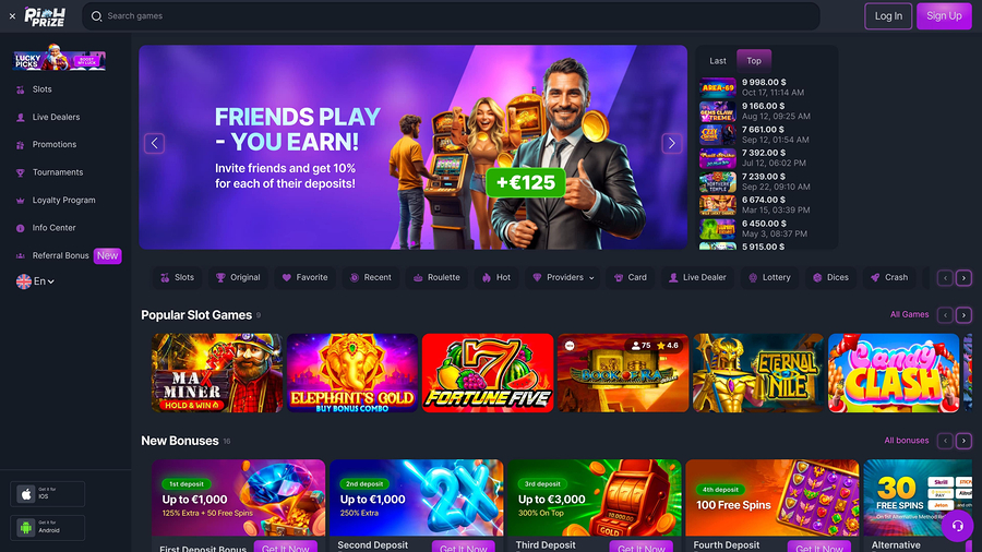 RichPrize Casino Desktop Homepage