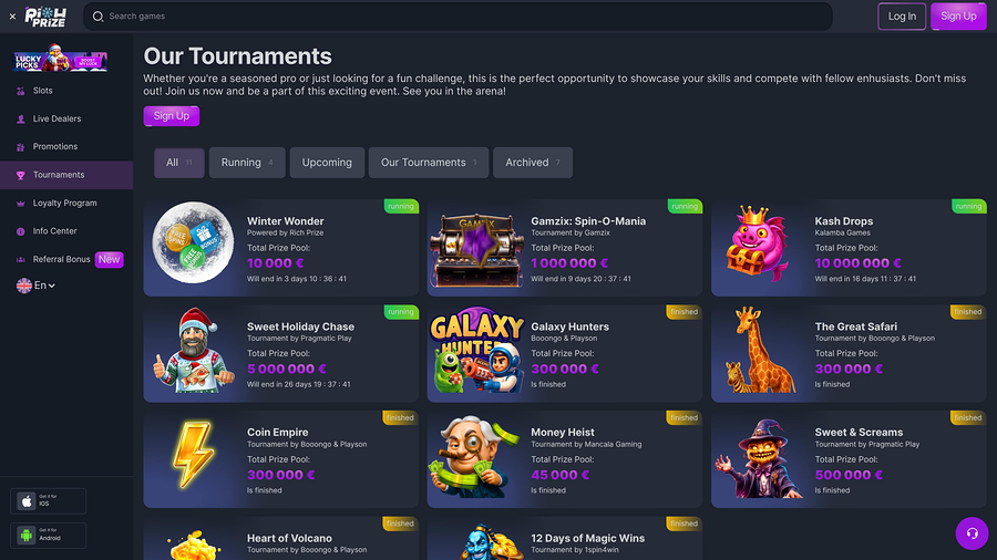 RichPrize Casino Desktop Tournaments