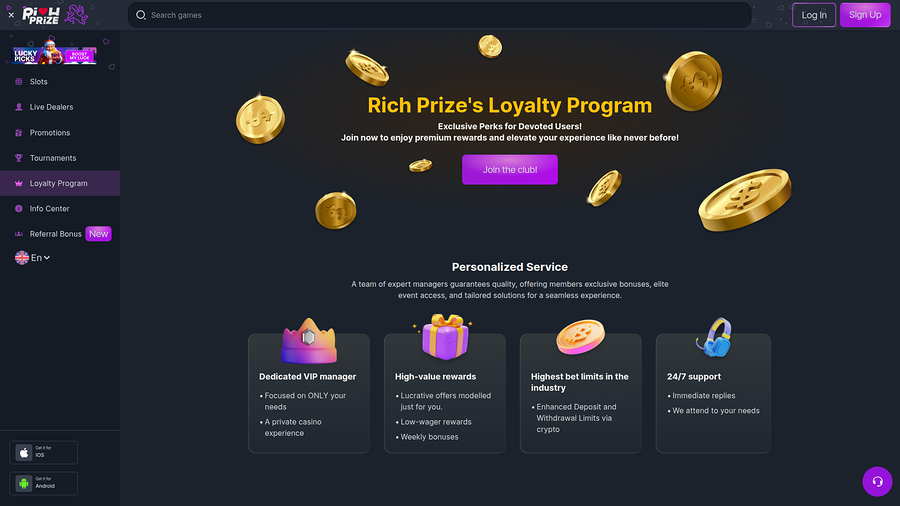 RichPrize Casino Desktop VIP Program