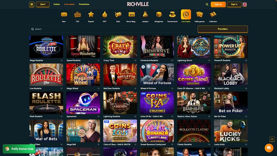 Casino Richville con crupier en vivo de escritorio
