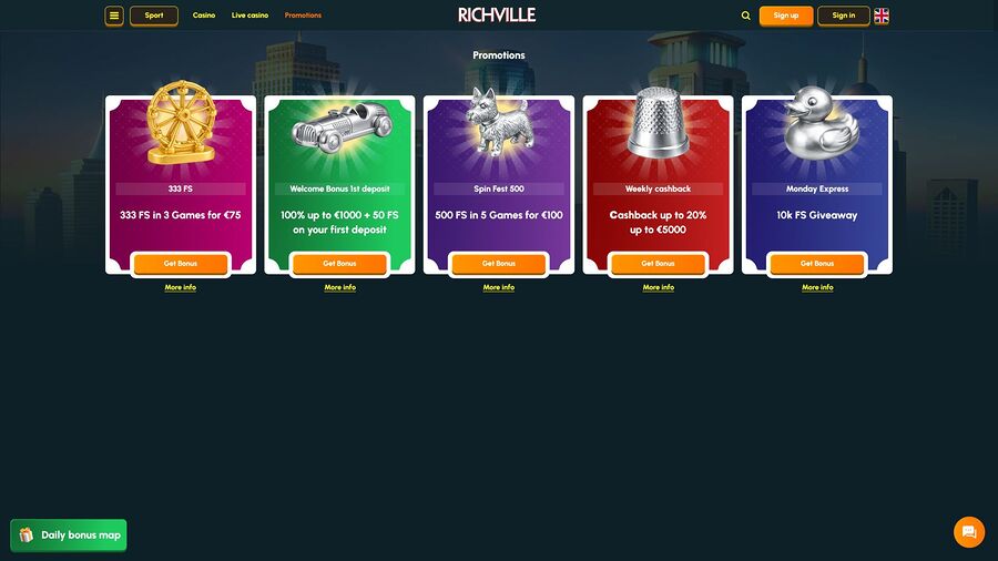Promociones de escritorio del Casino Richville