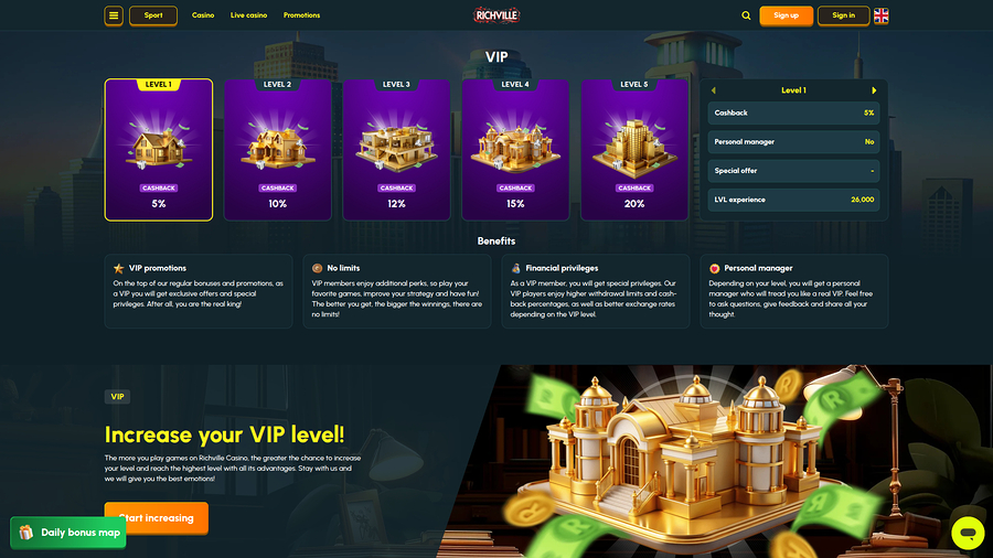 Programa VIP de escritorio del Casino Richville