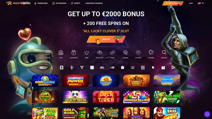 Ricky Casino Desktop Homepage