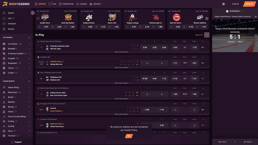 Ricky Casino Desktop Sports