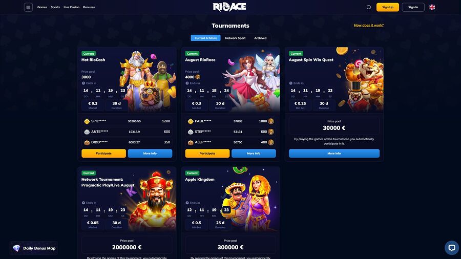 Torneos de escritorio del casino Rioace