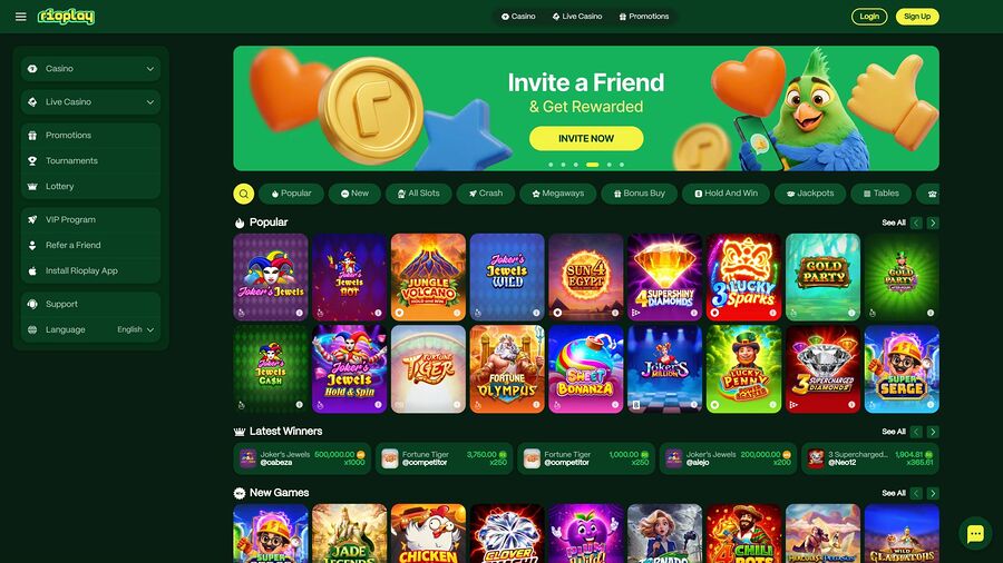 Rioplay Casino Desktop Homepage