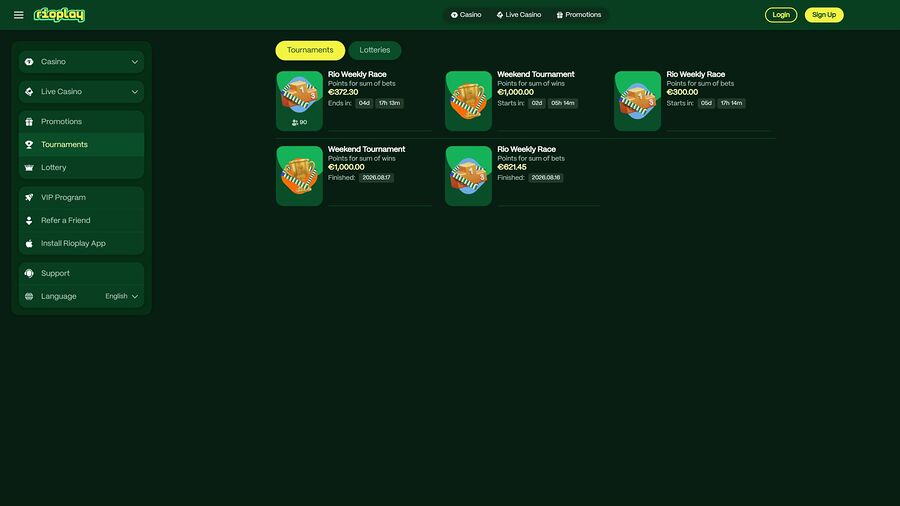 Torneos de escritorio de Rioplay Casino