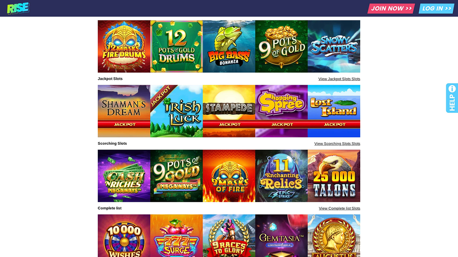 Rise Casino Desktop Jackpot