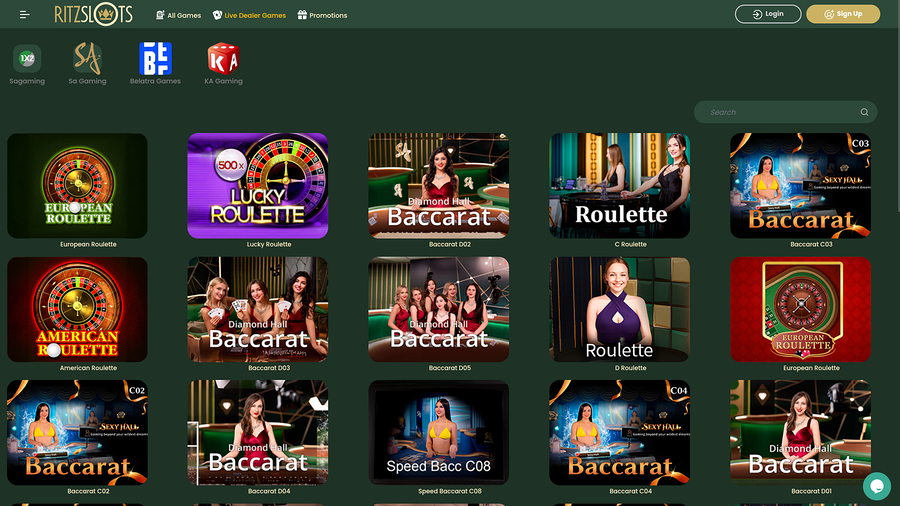 Ritz Slots Casino Desktop Live Dealer