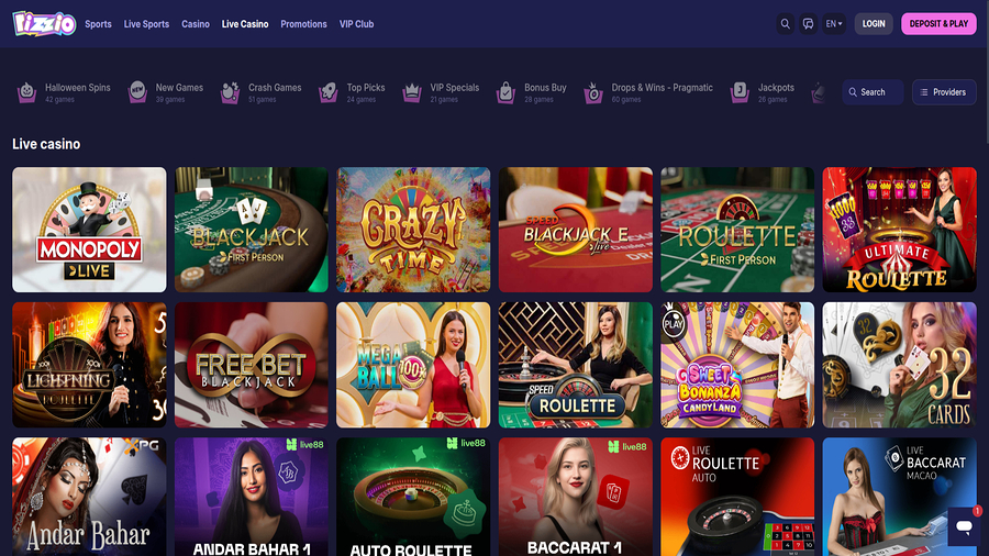 Live Dealers screenshot of Rizzio.io Casino for Desktop