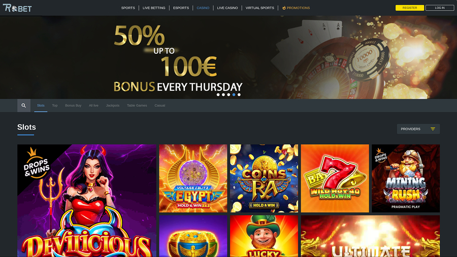 Robet247 Casino Desktop Homepage