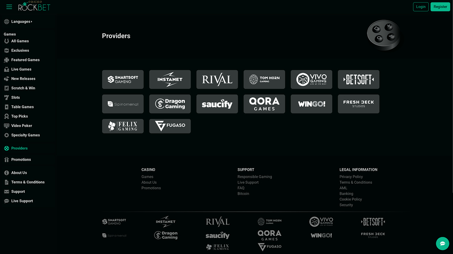 Rockbet Casino Desktop Game Developers