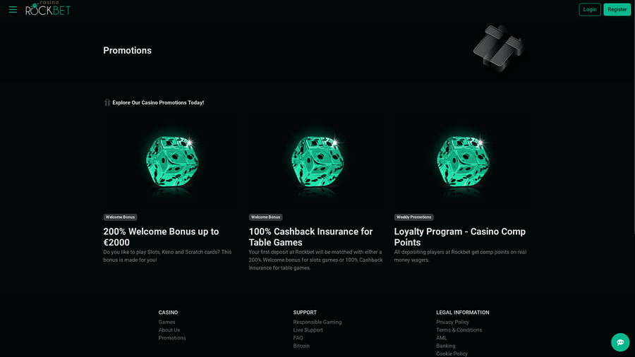 Rockbet Casino Desktop Promotions