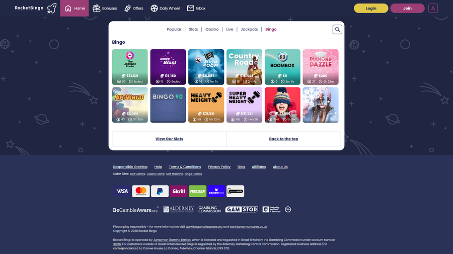 Rocket Bingo Casino Desktop Bingo