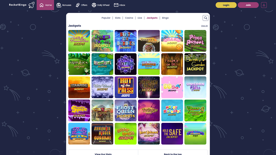 Rocket Bingo Casino Desktop Jackpot