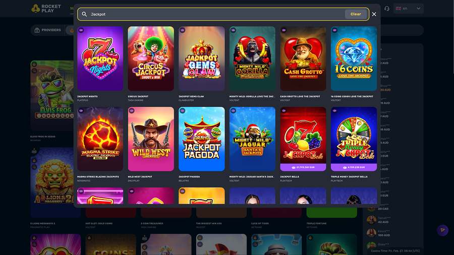 RocketPlay Casino Desktop Jackpot