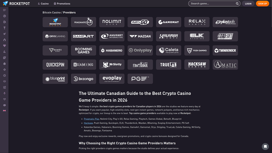 Rocketpot Casino Desktop Game Developers