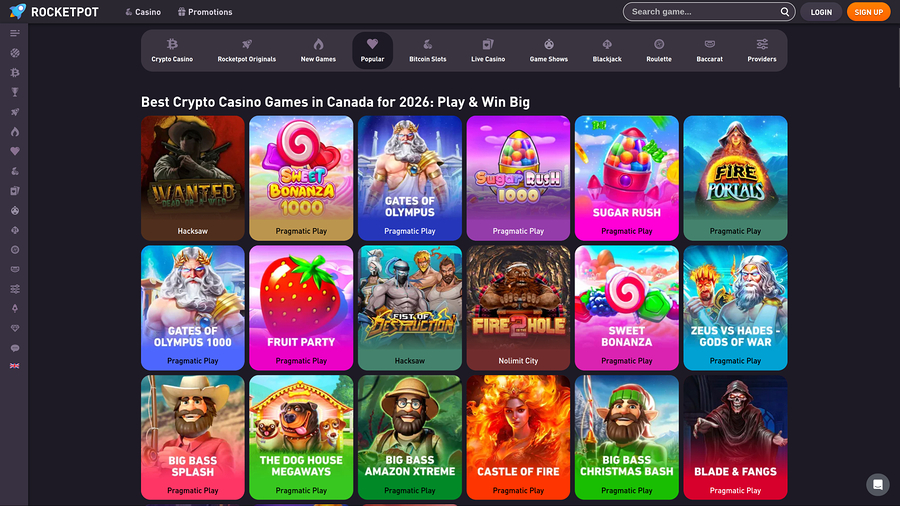 Rocketpot Casino Desktop Games
