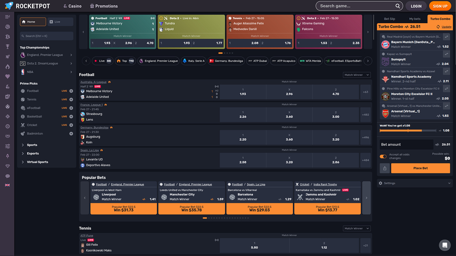 Rocketpot Casino Desktop Sportsbook