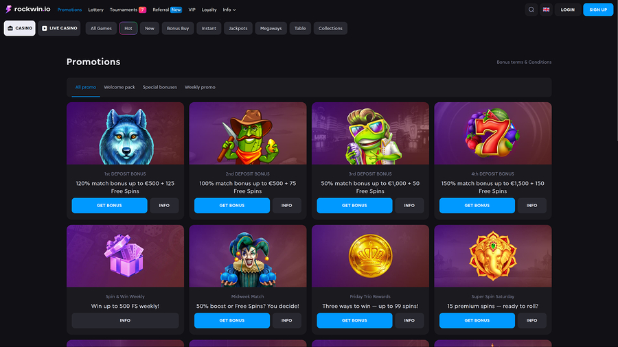 Rockwin Casino Desktop Promotions