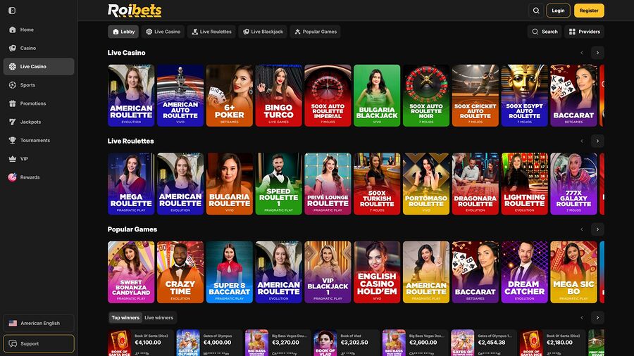 Casino Roibets con crupier en vivo de escritorio