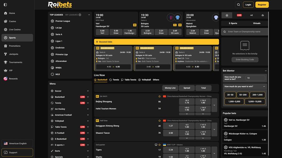 Apuestas deportivas de escritorio en Roibets Casino
