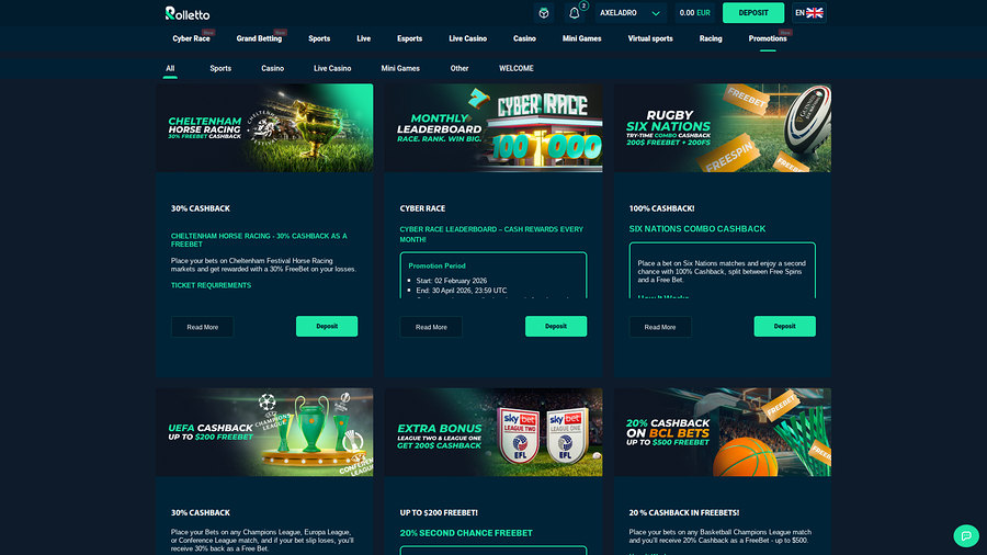 Promociones de escritorio del Casino Rolletto