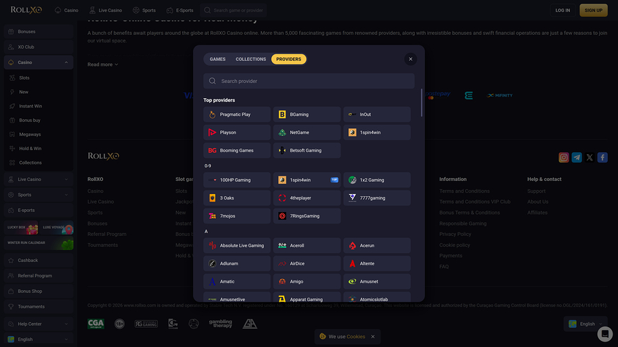 Desarrolladores de juegos de escritorio de Rollxo Casino