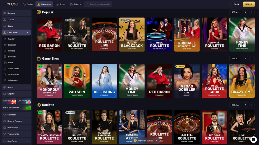 Casino Rollxo con crupier en vivo de escritorio