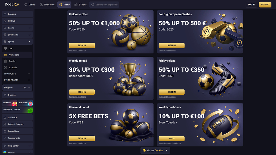 Promociones de escritorio del casino Rollxo