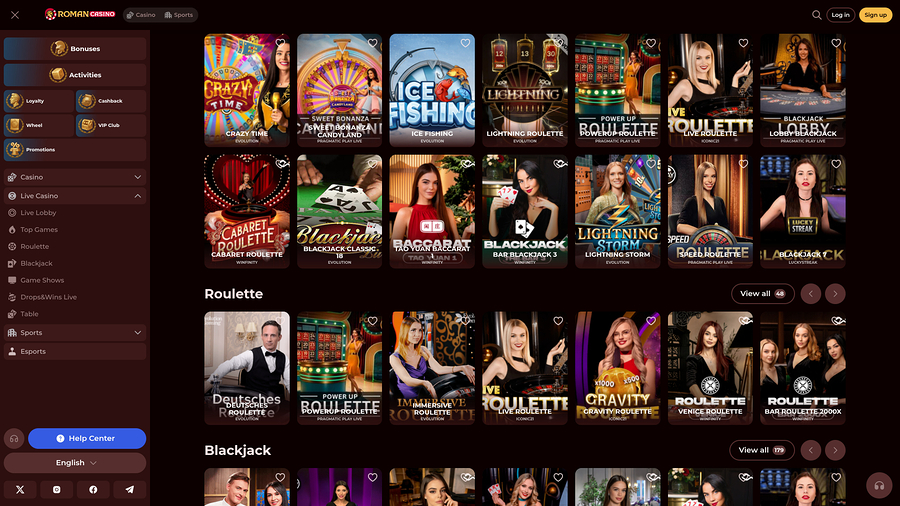 Roman Casino Desktop Live Dealer