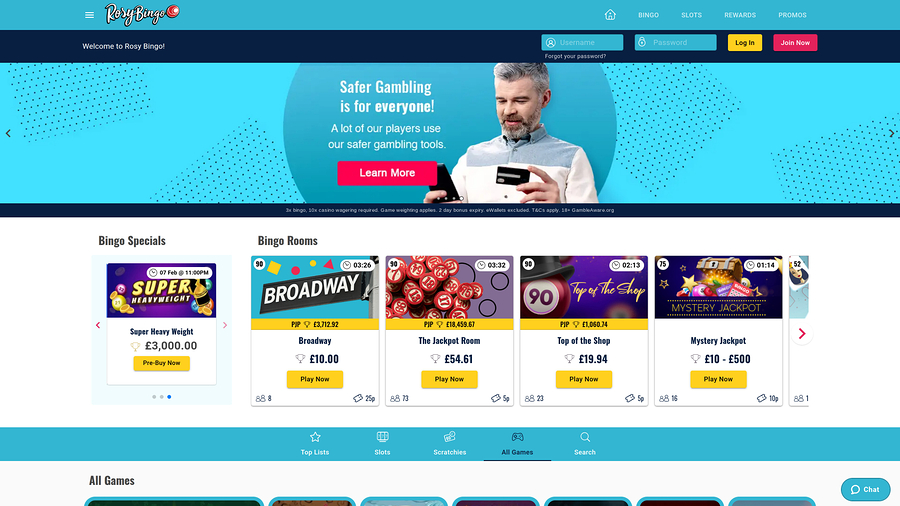 Rosy Bingo Desktop Homepage