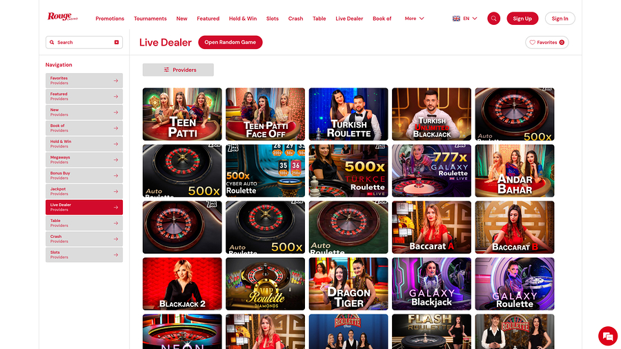 Rouge Casino Desktop Live Dealer