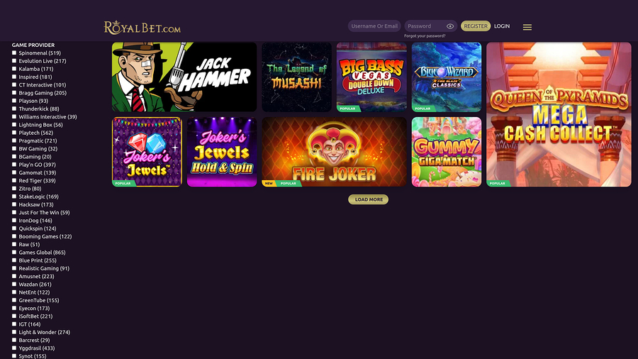 Utvecklare av datorspel på Royal Bet Casino