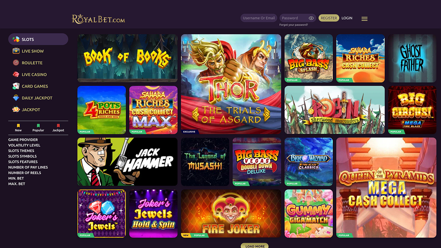 Royal Bet Casino-spel på datorn