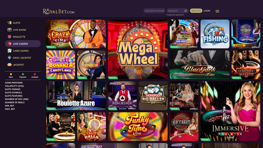 Royal Bet Casino Desktop Live Dealer