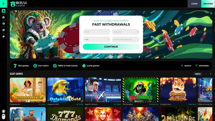 Royal Coala Casino Desktop Homepage