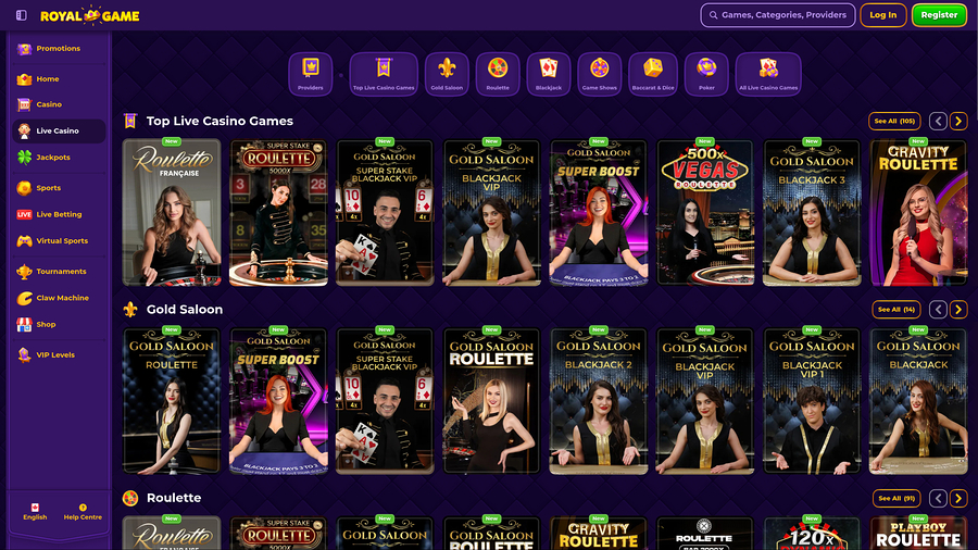 Royal Game Casino Desktop Live Dealer