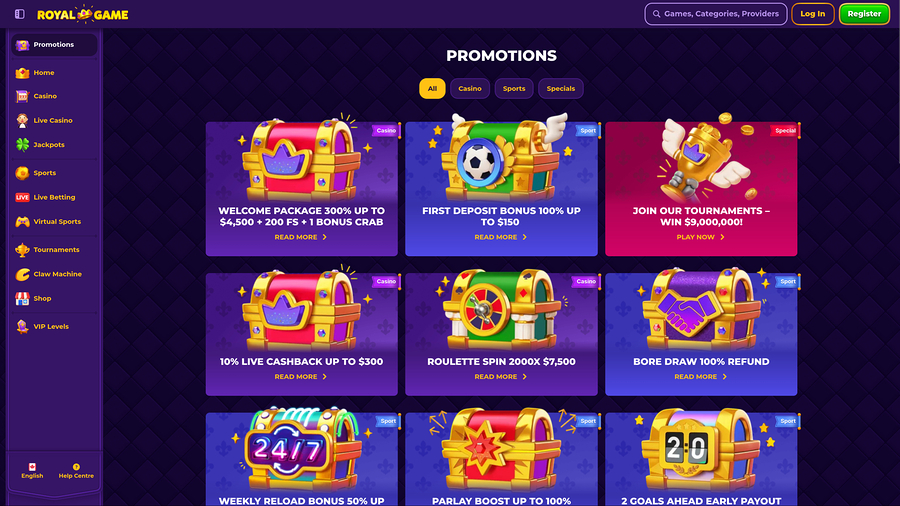 Royal Game Casino Desktop Promotions