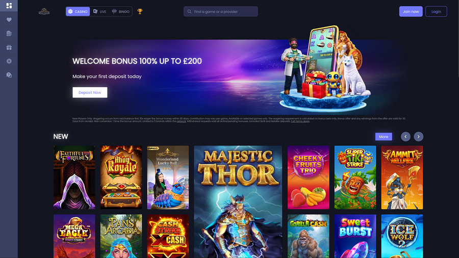 Royal House Casino Desktop Homepage