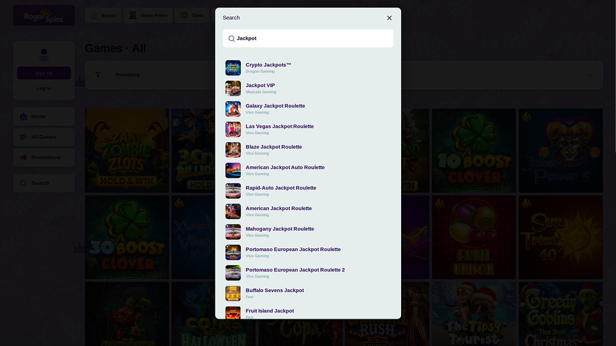 Royal Spinz Casino Desktop Jackpot