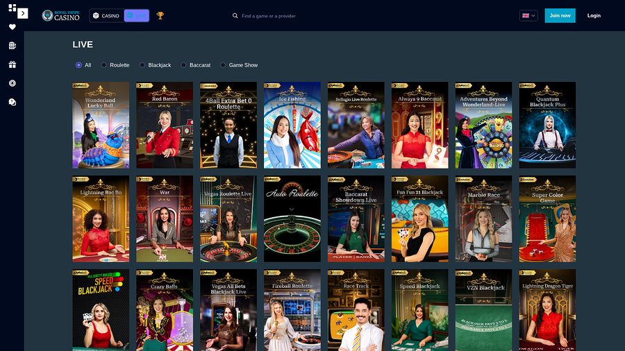 Royal Swipe Casino Desktop Live Dealer