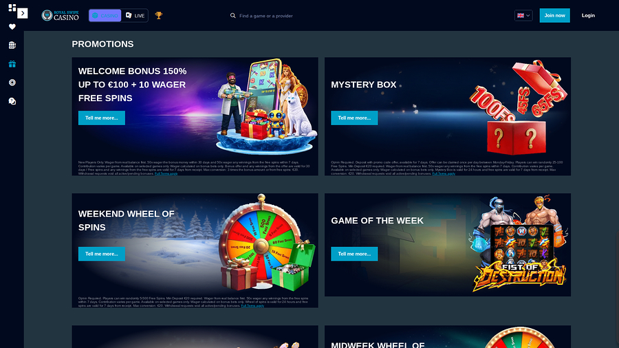 Royal Swipe Casino Desktop Promotions