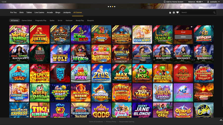 Royal Vegas Casino Desktop Games