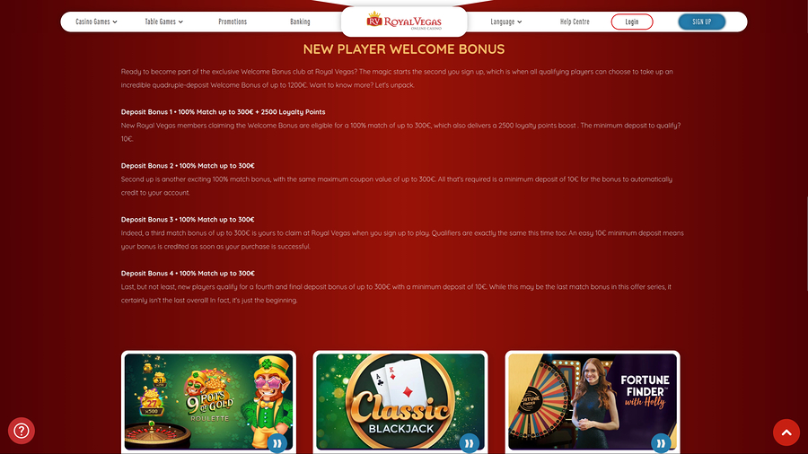 Royal Vegas Casino Desktop Promotions