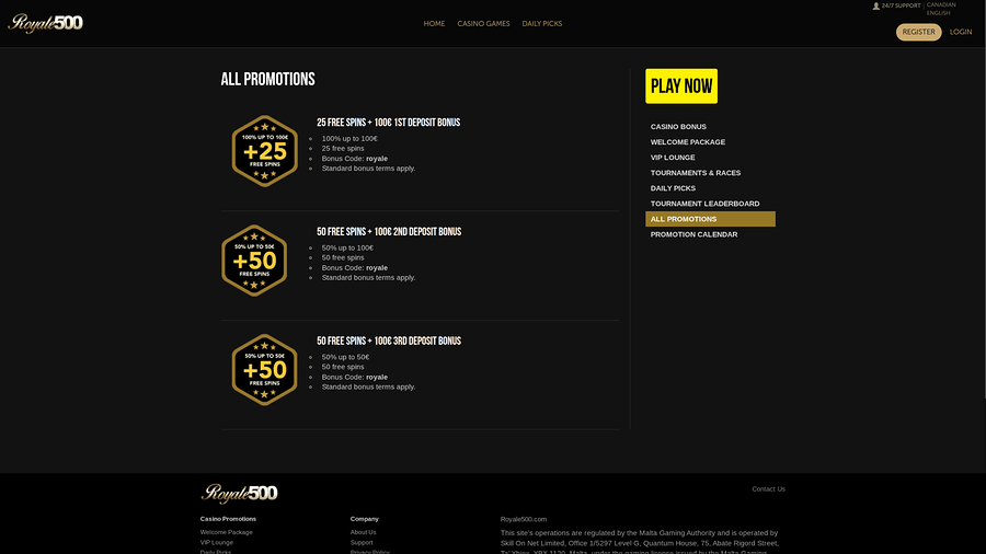 Royale500 Casino Desktop Promotions